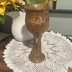 Rustic Brown Ceramic Goblet